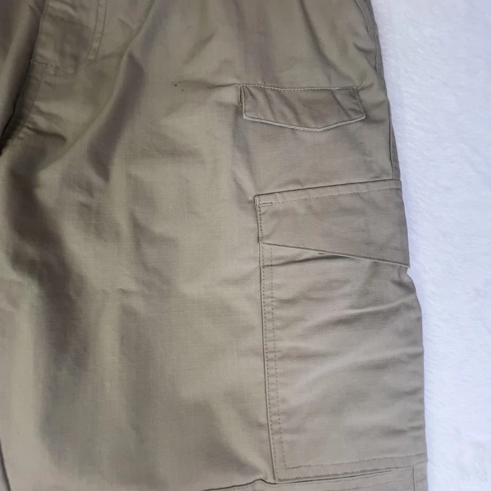 Mens Cargo Pants‎ 34x32 Beige Ripstop Flat Front Straight Leg Workwear Pockets